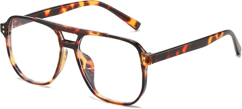 Breaksun Retro Oversized Square Glasses for Women Men Big Square Aviator Blue Light Eyeglasses - Image 1